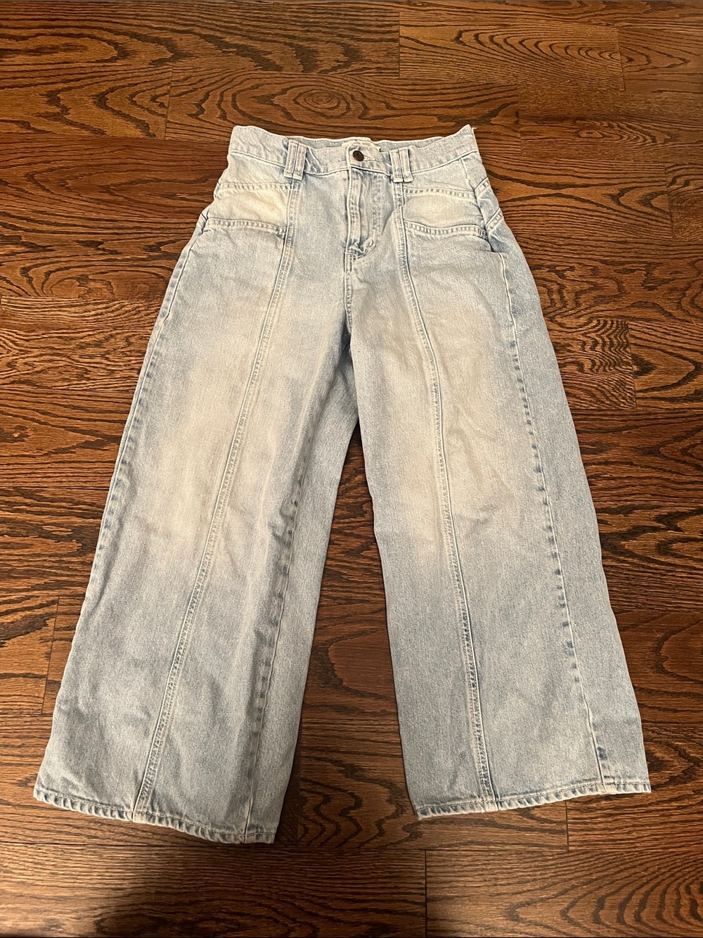 We The Free Faded Light Blue Cropped Wide-Leg Jeans